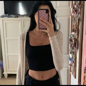 super long tan sweater